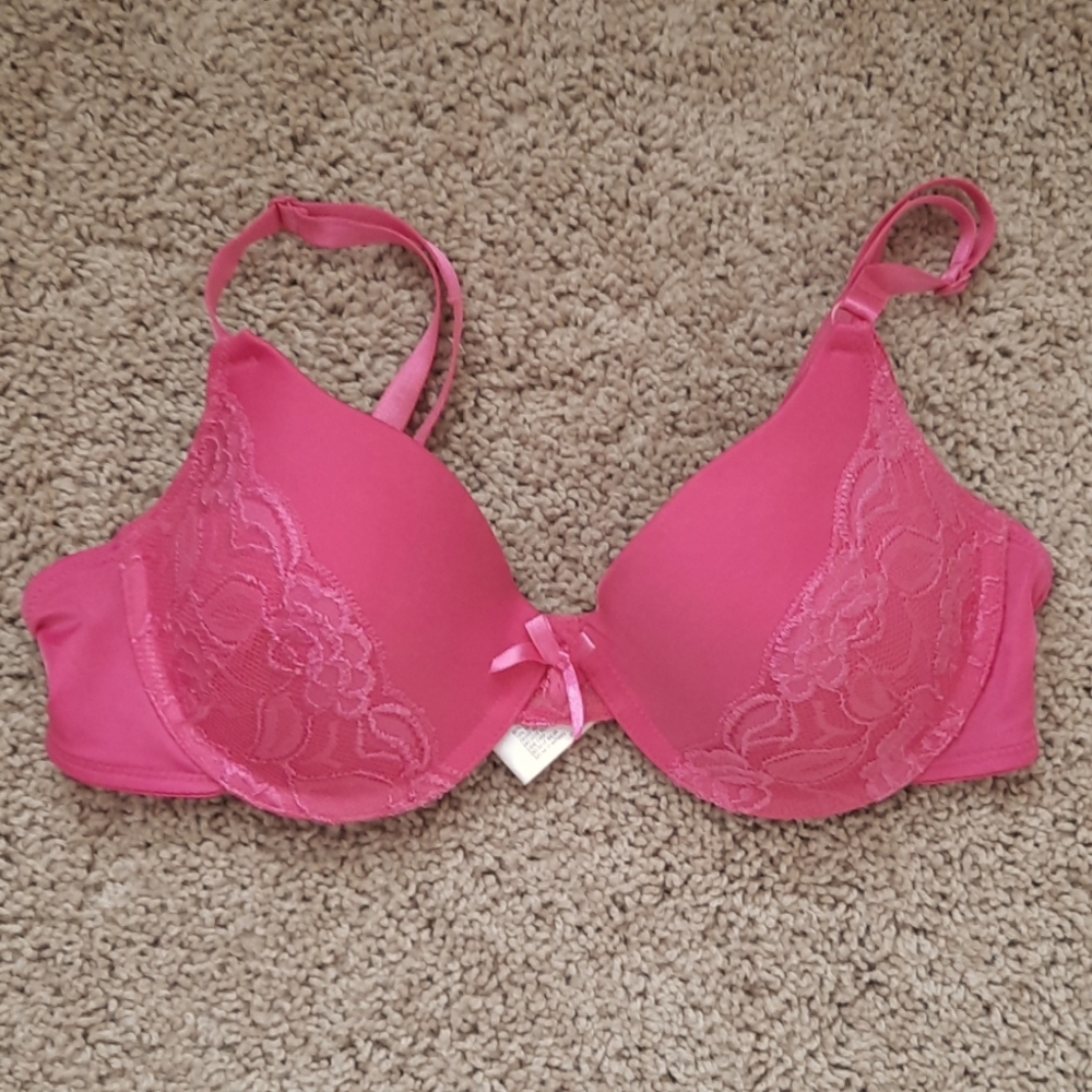 Pink bra.